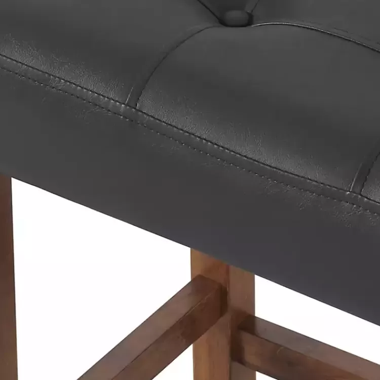 black_faux_leather_madison_walnut_bar_stool_9.webp Black Faux Leather Madison Walnut Stool>Kirklands Home Discount