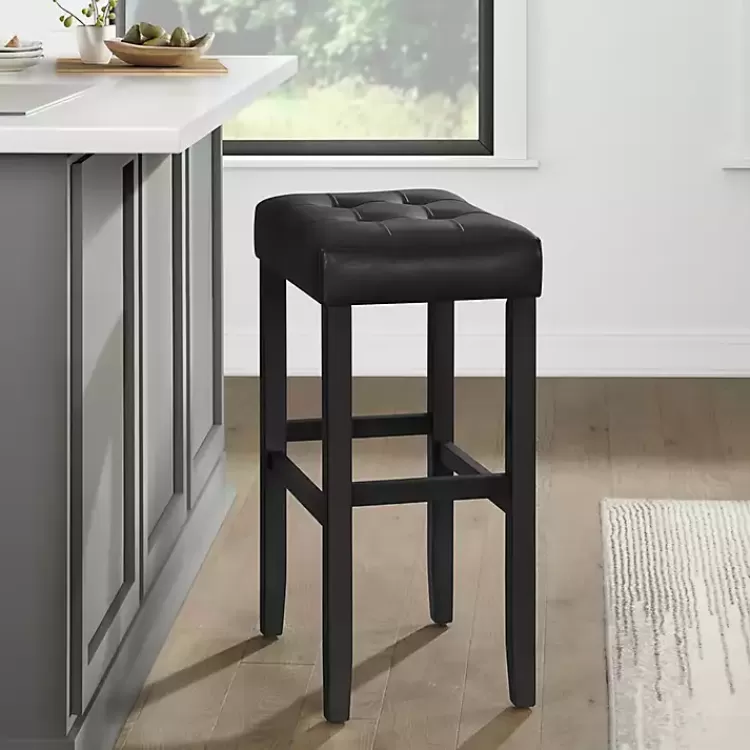 black_faux_leather_tufted_madison_bar_stool_2.webp Faux Leather Tufted Madison Bar Stool>Kirklands Home Best