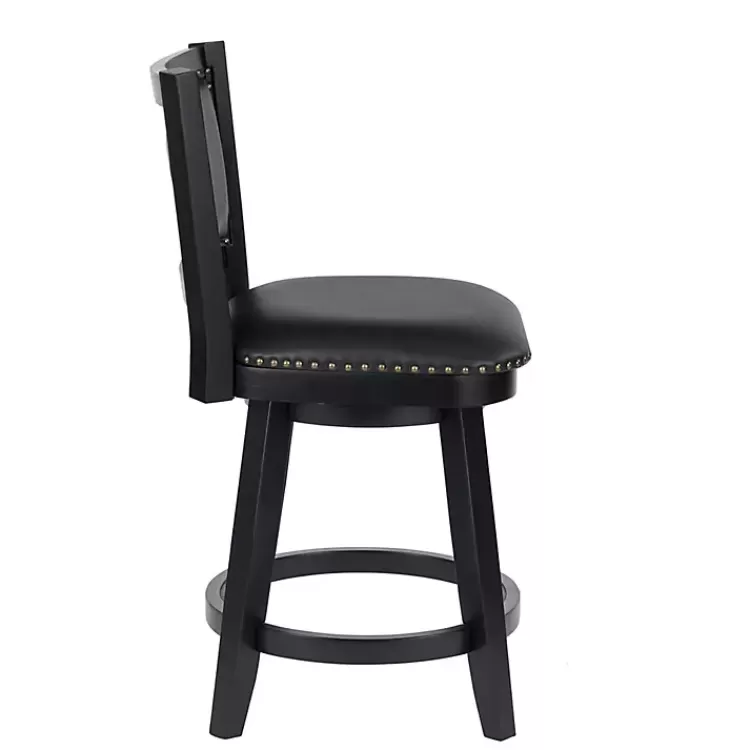 black_faux_leather_upholstered_counter_stool_2.webp Faux Leather Upholstered Counter Stool>Kirklands Home Online