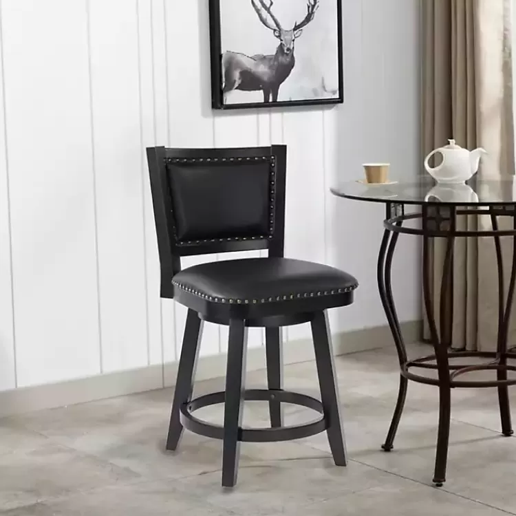 black_faux_leather_upholstered_counter_stool_4.webp Faux Leather Upholstered Counter Stool>Kirklands Home Online