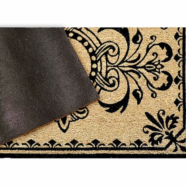 Black Fleur De Lis Monogram D Doormat>Kirklands Home Store
