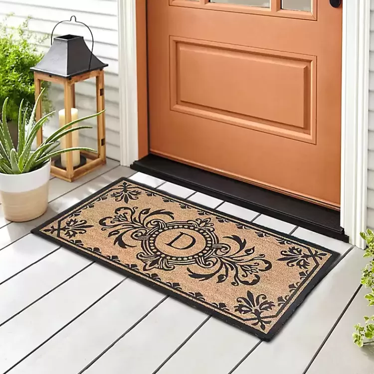 black_fleur_de_lis_monogram_d_doormat_5.webp Black Fleur De Lis Monogram D Doormat>Kirklands Home Store