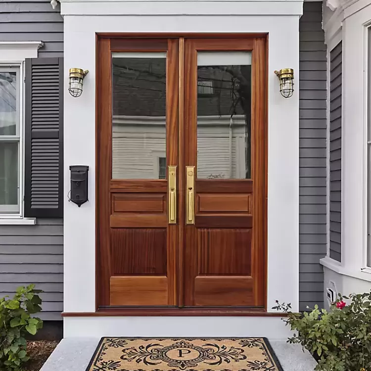 black_fleur_de_lis_monogram_p_doormat_6.webp Black Fleur De Lis Monogram P Doormat>Kirklands Home Discount