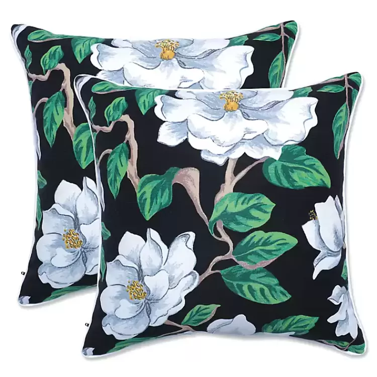 Black Floral Blooms 2-pc. Outdoor Pillows>Kirklands Home Discount