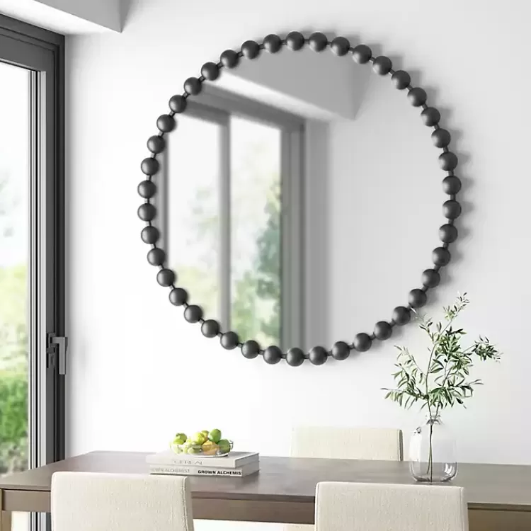 Black Foiled Beaded Wall Mirror, 36 in.>Kirklands Home Discount