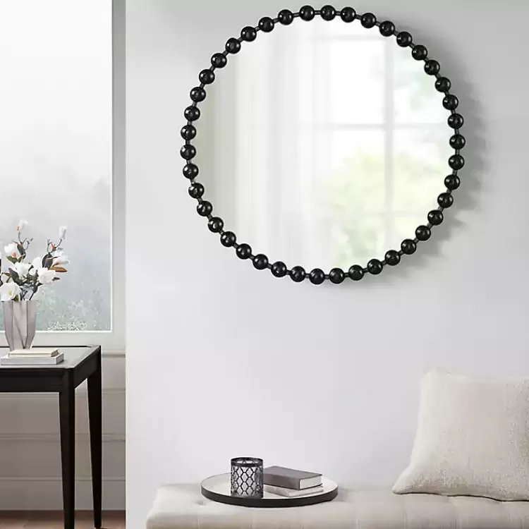 black_foiled_beaded_wall_mirror__in_2.webp Black Foiled Beaded Wall Mirror, 36 in.>Kirklands Home Discount