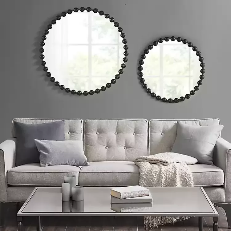 black_foiled_beaded_wall_mirror__in_3.webp Black Foiled Beaded Wall Mirror, 36 in.>Kirklands Home Discount