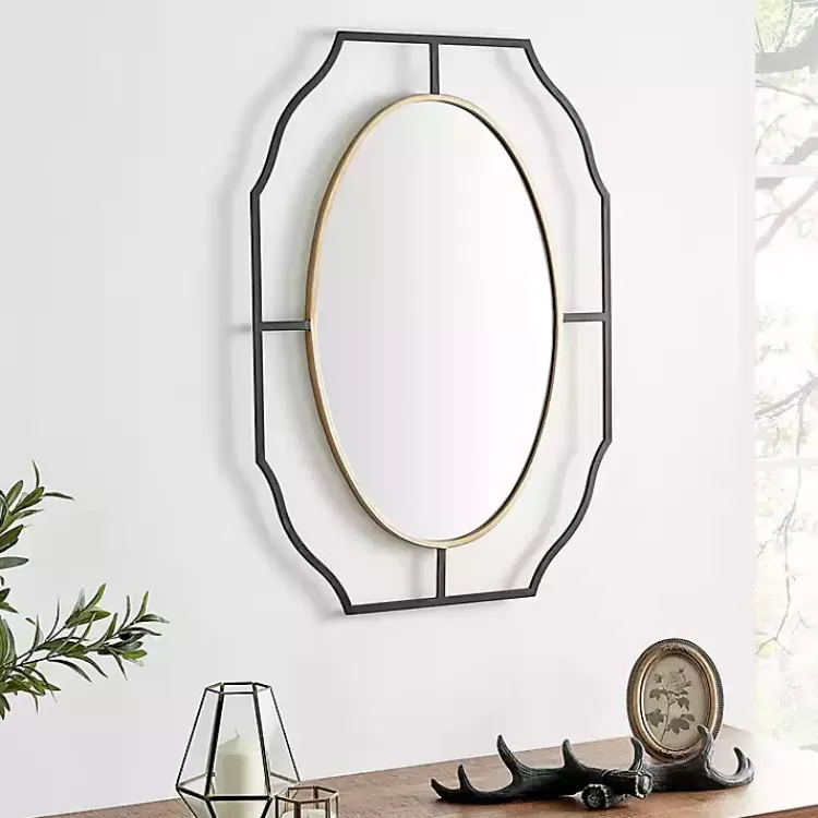 Black Gold Scalloped Oval Frame Wall Mirror>Kirklands Home Cheap