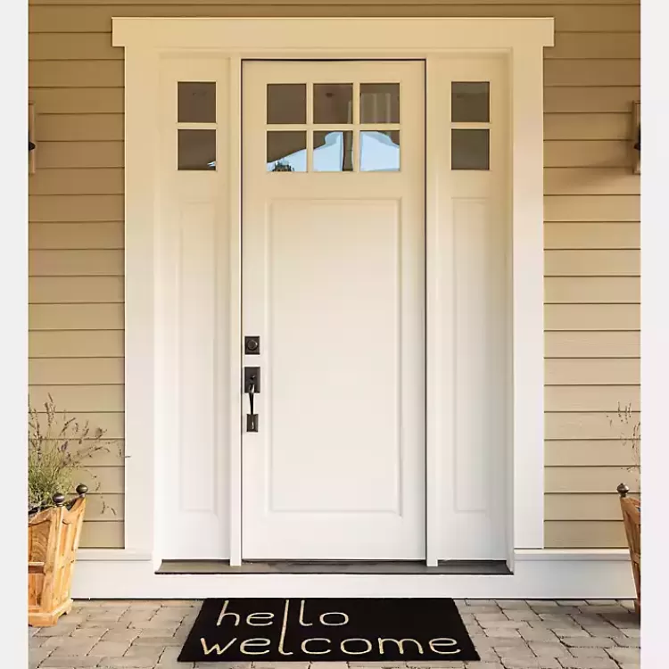 black_hello_welcome_doormat_2.webp Black Hello Welcome Doormat>Kirklands Home Flash Sale