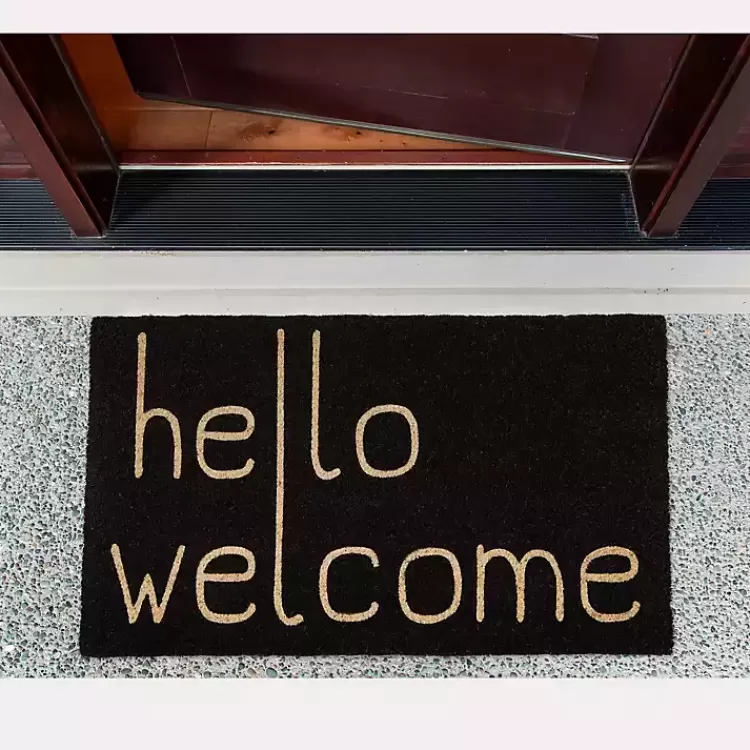 black_hello_welcome_doormat_3.webp Black Hello Welcome Doormat>Kirklands Home Flash Sale