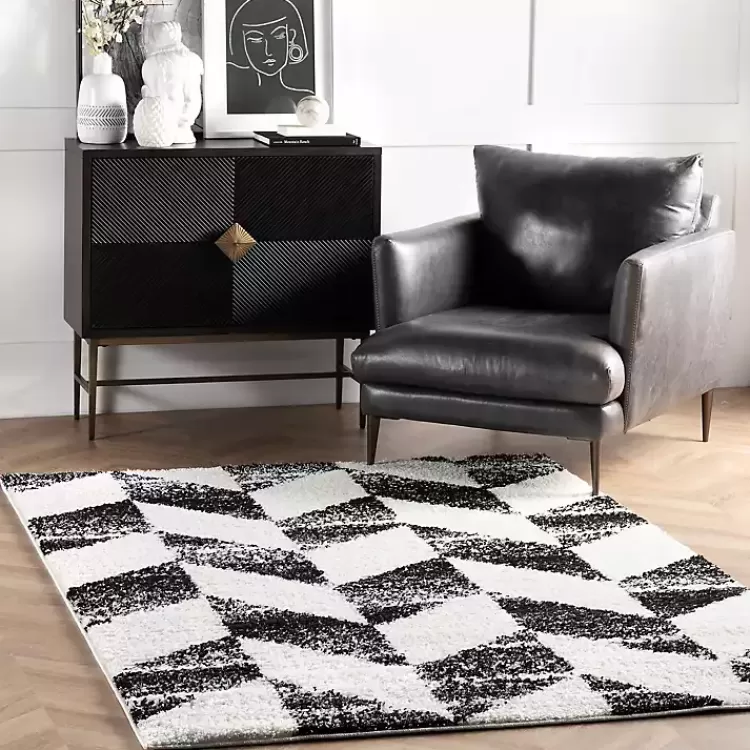Black Herringbone Shag Area Rug, 9x12>Kirklands Home Flash Sale