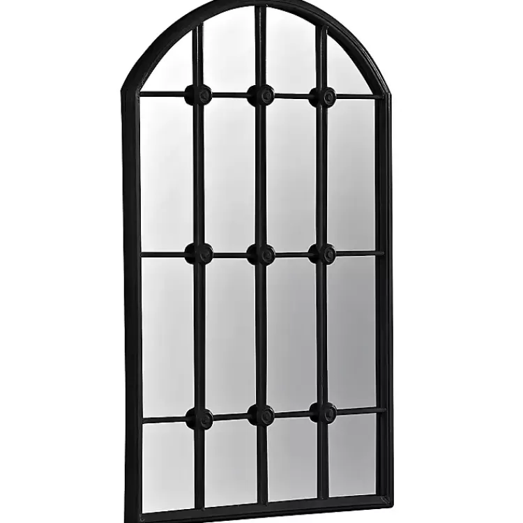 Black Iron Arched Windowpane Mirror>Kirklands Home Online