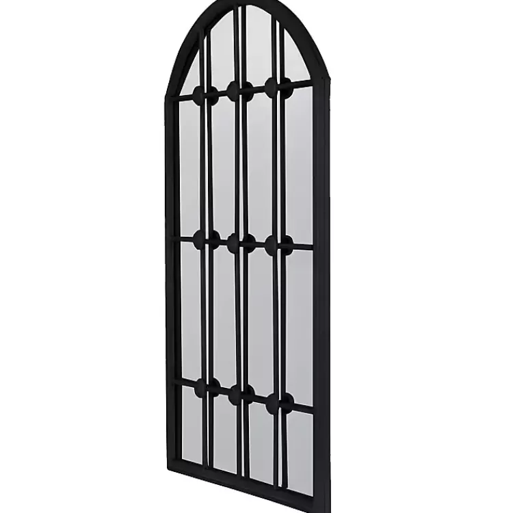 black_iron_arched_windowpane_mirror_2.webp Black Iron Arched Windowpane Mirror>Kirklands Home Online