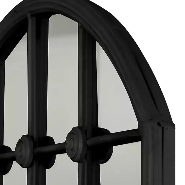 black_iron_arched_windowpane_mirror_5.webp Black Iron Arched Windowpane Mirror>Kirklands Home Online