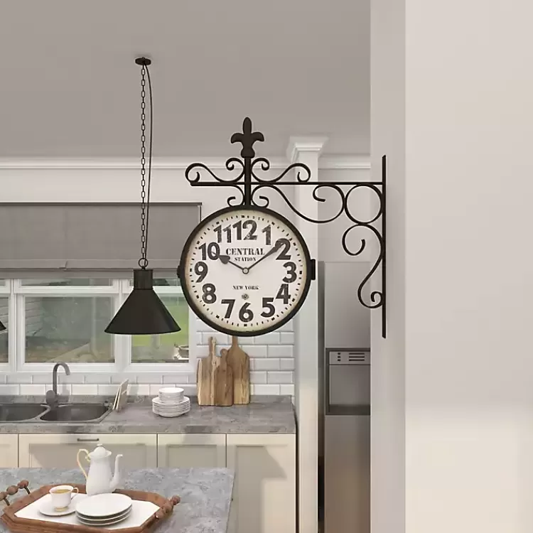 black_iron_double_sided_scroll_wall_clock_8.webp Black Iron Double Sided Scroll Wall Clock>Kirklands Home Online