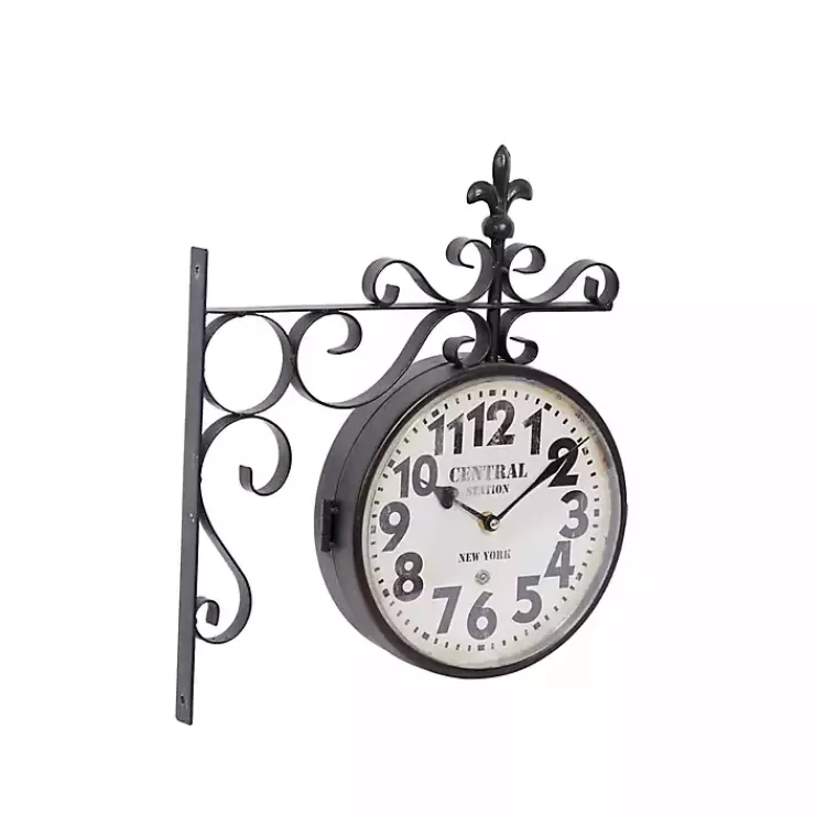 black_iron_double_sided_scroll_wall_clock_9.webp Black Iron Double Sided Scroll Wall Clock>Kirklands Home Online