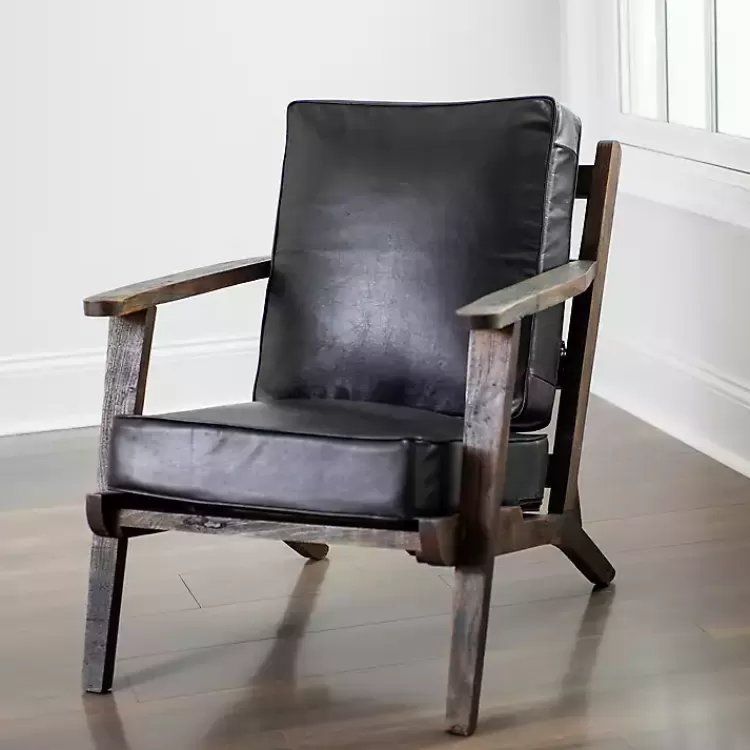Leather and Wood Accent Chair>Kirklands Home Hot