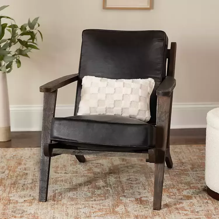 Leather and Wood Accent Chair>Kirklands Home Hot