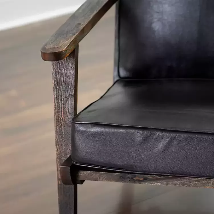 black_leather_and_wood_accent_chair_2.webp Leather and Wood Accent Chair>Kirklands Home Hot