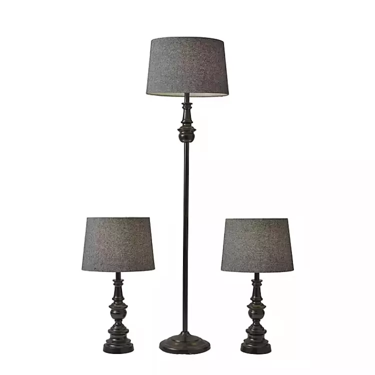 Black Lucas 3-pc. Table and Floor Lamp Set>Kirklands Home Outlet