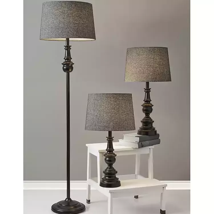 Black Lucas 3-pc. Table and Floor Lamp Set>Kirklands Home Outlet