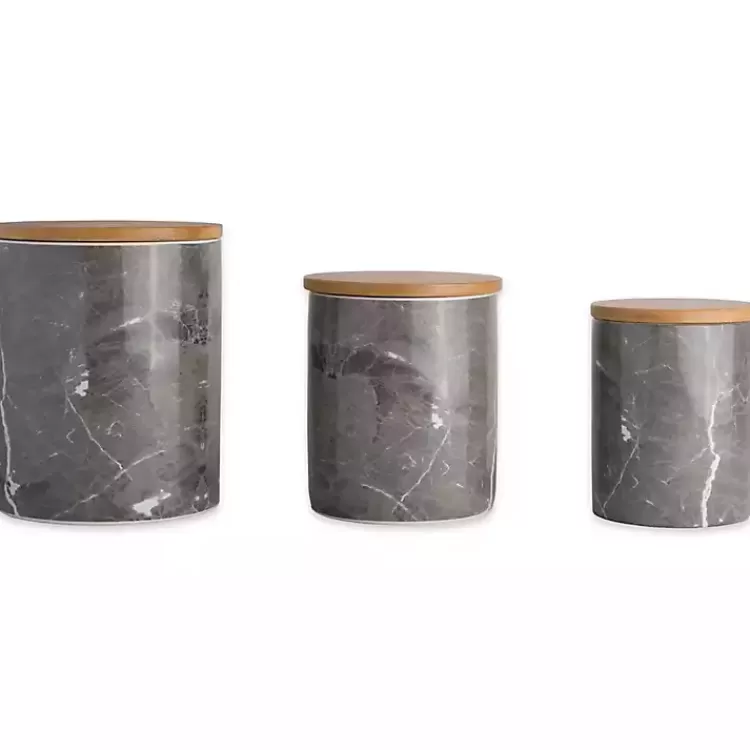 Black Marble Ceramic Canisters, Set of 3>Kirklands Home Cheap