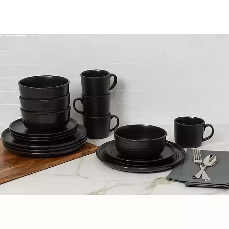 black_matte_double_line_pc_dinnerware_set_3.webp Matte Double Line 16-pc. Dinnerware Set>Kirklands Home Best