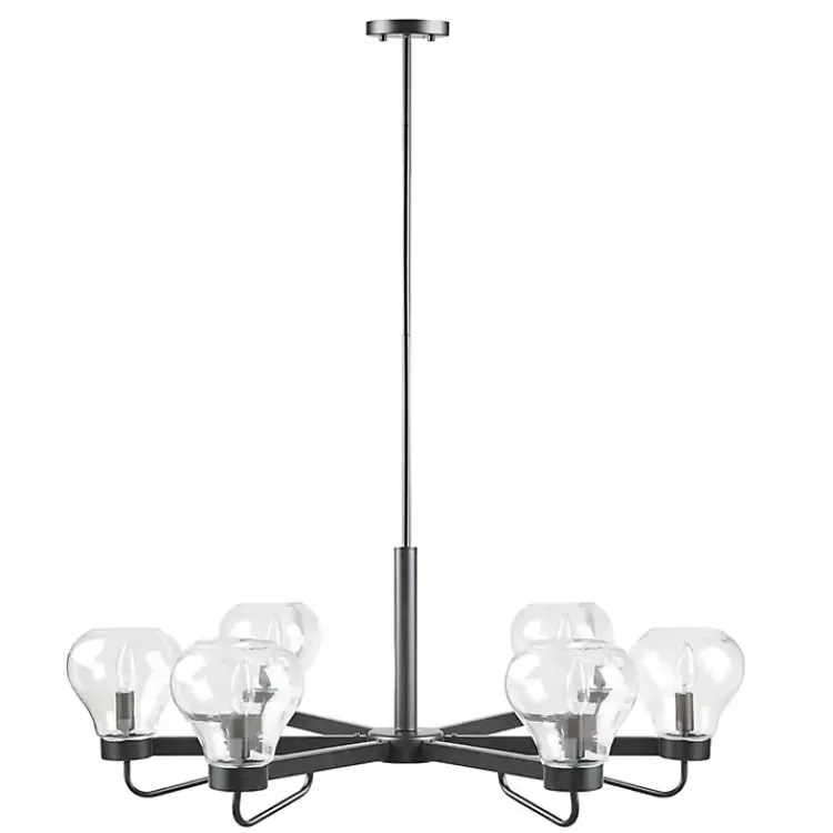 Black Metal & Bowl Glass Shade 6-Light Chandelier>Kirklands Home Best Sale