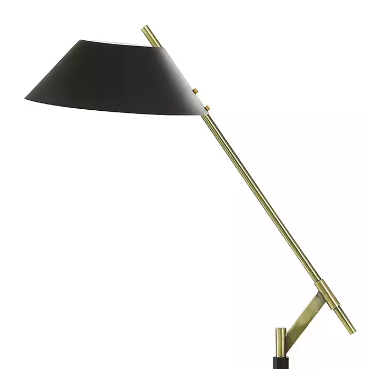 Black Metal & Brass Angled Arm Task Floor Lamp>Kirklands Home Cheap