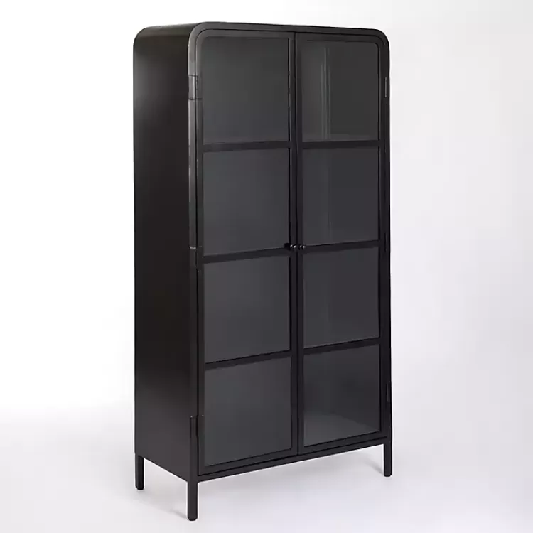 black_metal__glass_door_bentley_cabinet_2-1.webp Metal & Glass 2-Door Bentley Cabinet>Kirklands Home Clearance