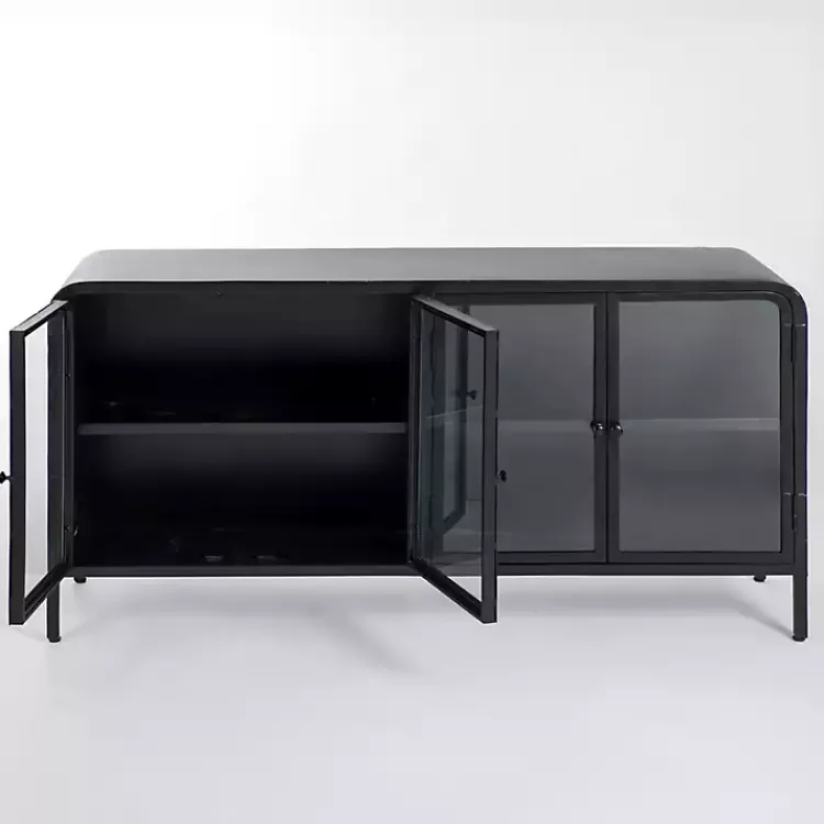 black_metal__glass_door_bentley_cabinet_2.webp Metal & Glass 4-Door Bentley Cabinet>Kirklands Home Best Sale