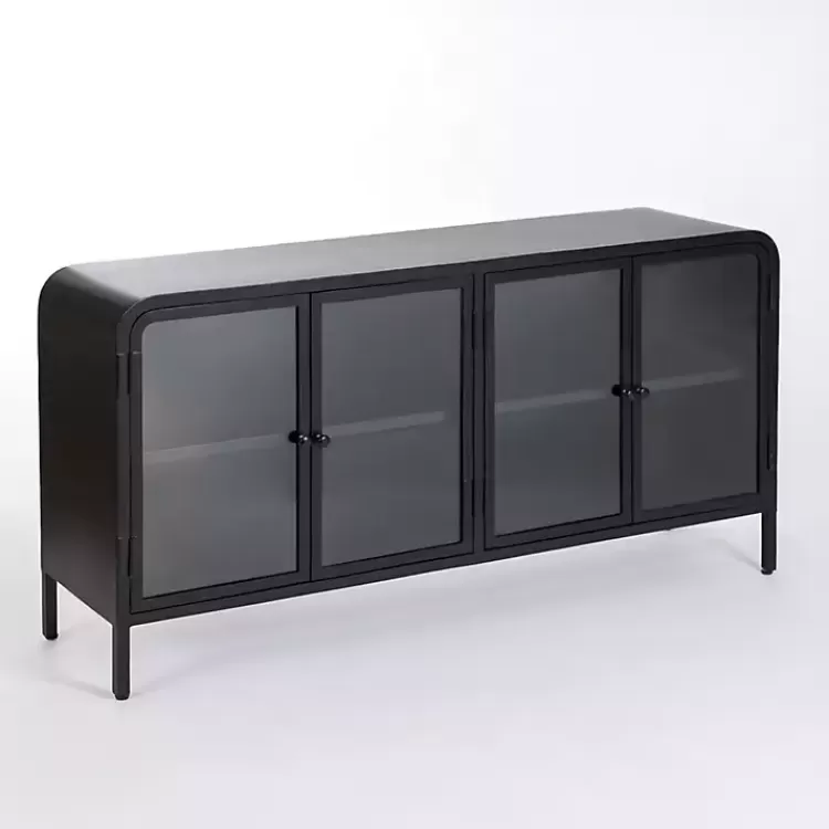 black_metal__glass_door_bentley_cabinet_3.webp Metal & Glass 4-Door Bentley Cabinet>Kirklands Home Best Sale