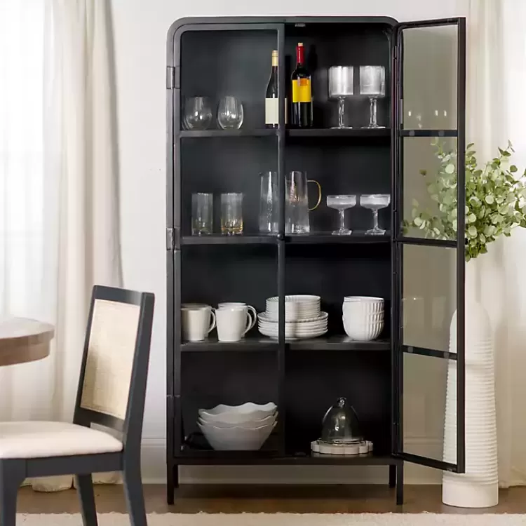 black_metal__glass_door_bentley_cabinet_6-1.webp Metal & Glass 2-Door Bentley Cabinet>Kirklands Home Clearance