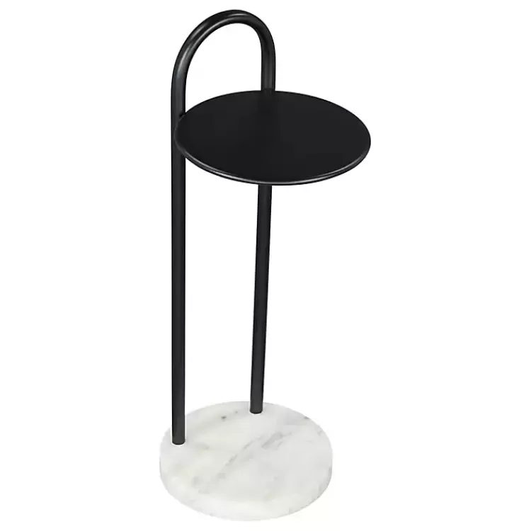 Black Metal & Marble Loop Accent Table>Kirklands Home Online