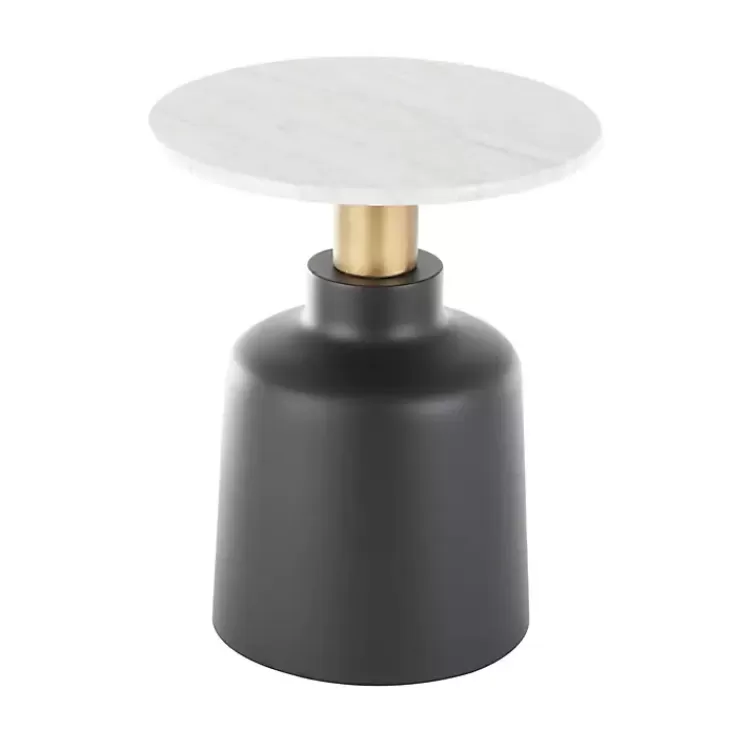 Black Metal & Marble Pedestal Accent Table>Kirklands Home Cheap