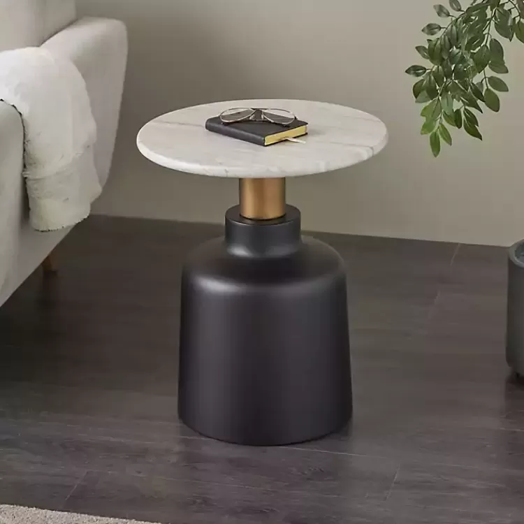 black_metal__marble_pedestal_accent_table_6.webp Black Metal & Marble Pedestal Accent Table>Kirklands Home Cheap