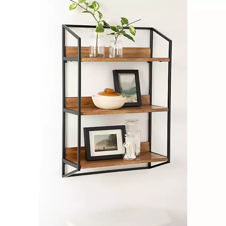 black_metal__rustic_wood_tiered_wall_shelf_5.webp Black Metal & Rustic Wood Tiered Wall Shelf>Kirklands Home Hot