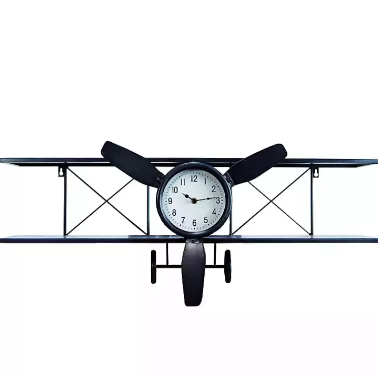 Black Metal Airplane Wall Clock>Kirklands Home Store