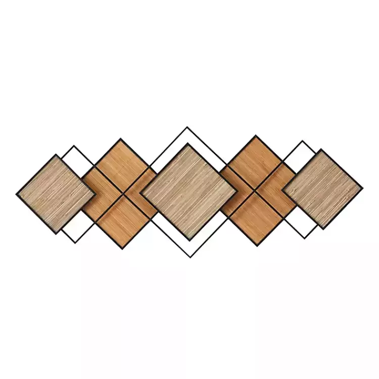 Black Metal and Bamboo Diamond Wall Plaque>Kirklands Home Outlet