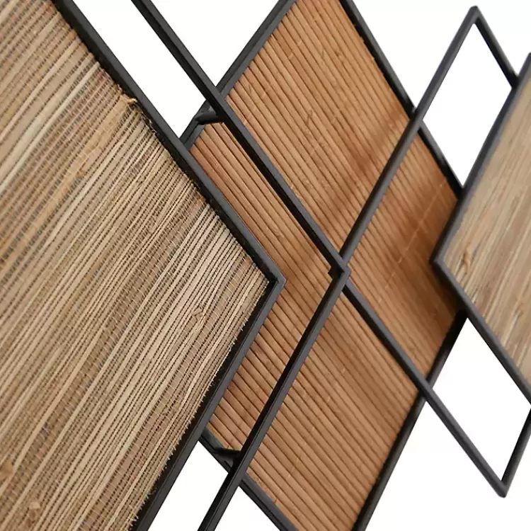 Black Metal and Bamboo Diamond Wall Plaque>Kirklands Home Outlet