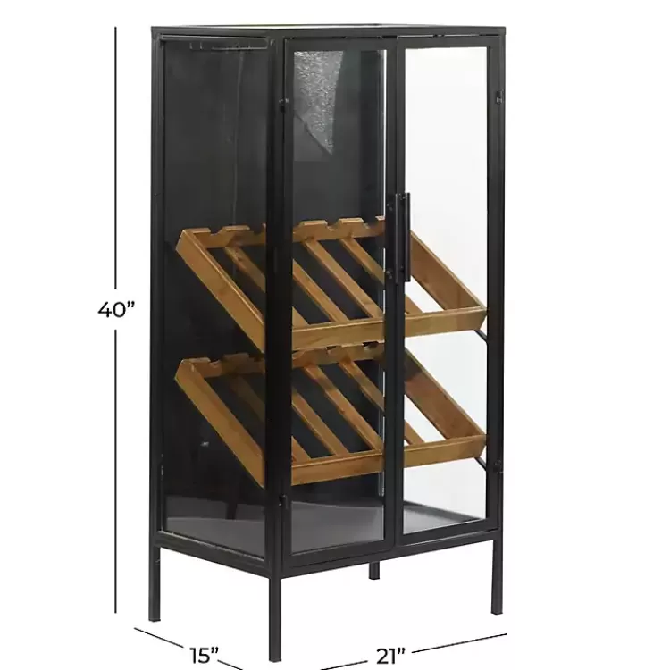 black_metal_and_brown_wood_standing_wine_rack_5.webp Black Metal and Brown Wood Standing Wine Rack>Kirklands Home Fashion