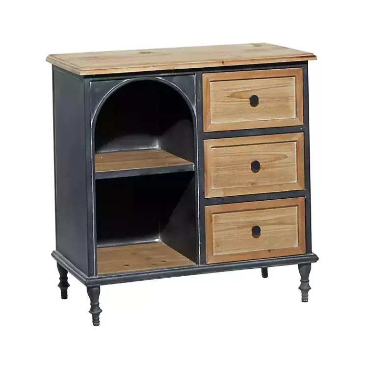Black Metal and Brown Wood Storage Cabinet>Kirklands Home Online
