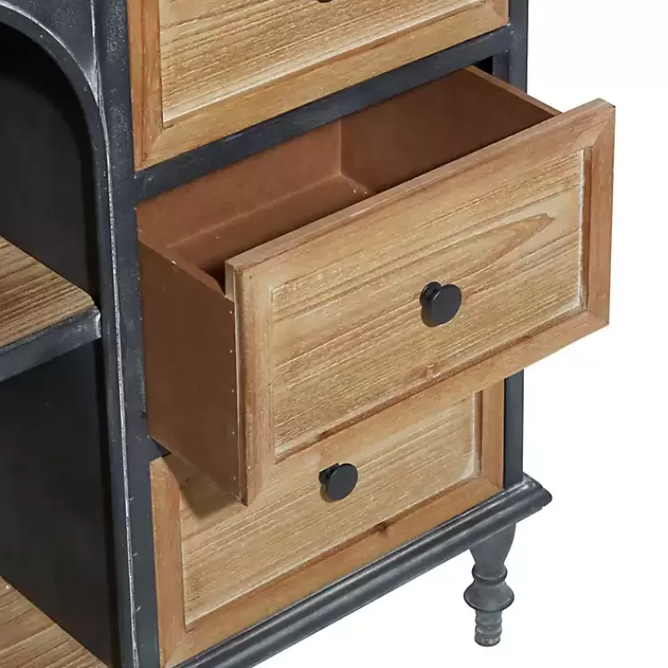 Black Metal and Brown Wood Storage Cabinet>Kirklands Home Online