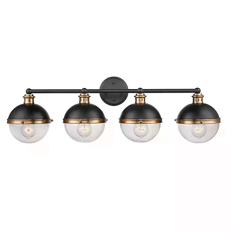 Black Metal and Glass 4-Globe Vanity Light>Kirklands Home Store
