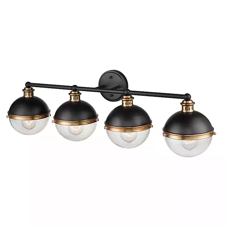 black_metal_and_glass_globe_vanity_light_2.webp Black Metal and Glass 4-Globe Vanity Light>Kirklands Home Store