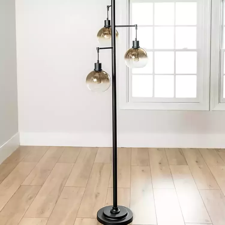 Black Metal and Glass 3-Arm Floor Lamp>Kirklands Home Cheap