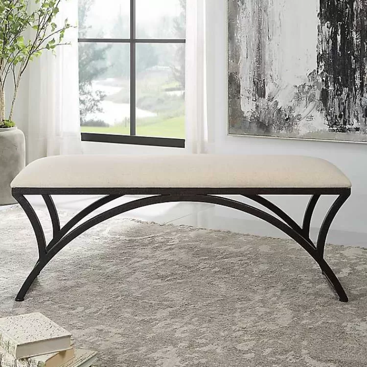 Black Metal Arched Frame Upholstered Bench>Kirklands Home Hot