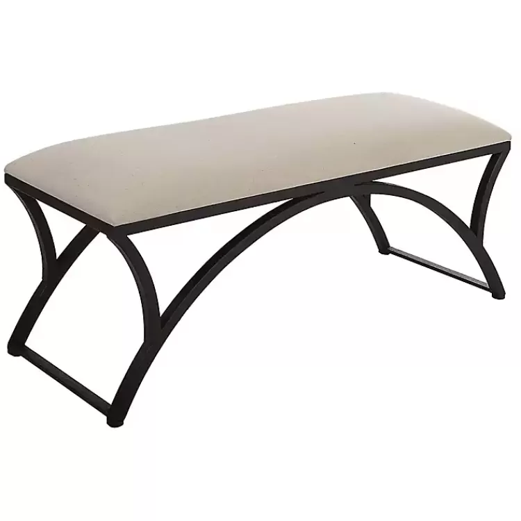 black_metal_arched_frame_upholstered_bench_3.webp Black Metal Arched Frame Upholstered Bench>Kirklands Home Hot