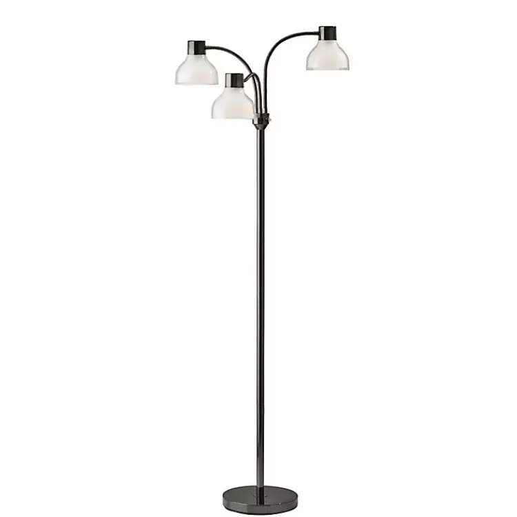 Black Metal 3-Arm Frosted Shade Floor Lamp>Kirklands Home Flash Sale