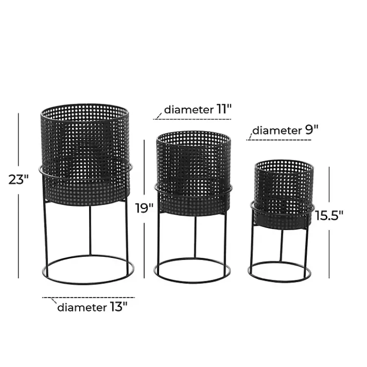 black_metal_basket_weave_planters_set_of__5.webp Metal Basket Weave Planters, Set of 3>Kirklands Home Discount